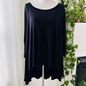 Forever 21+ Black Long Soft Cozy Stretchy Tuxedo Hem Oversize Blouse Plus 2X